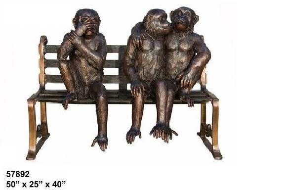 Bronze Three Monkeys On Bench Bronze Three Monkeys On Bench